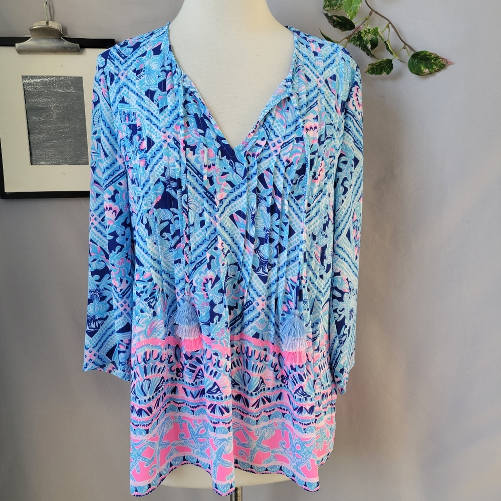 Lilly‎ Pulitzer Marilina Tunic Top Meet Me On The Dock XS